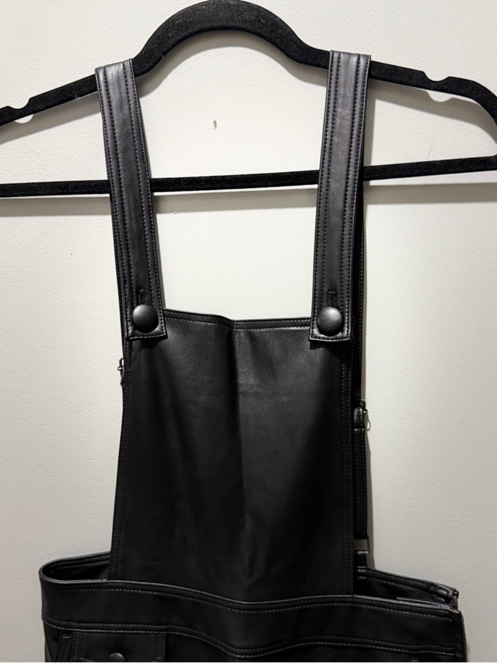 Anthropologie Maeve Faux Leather Dungarees - Black - Picture 5 of 11